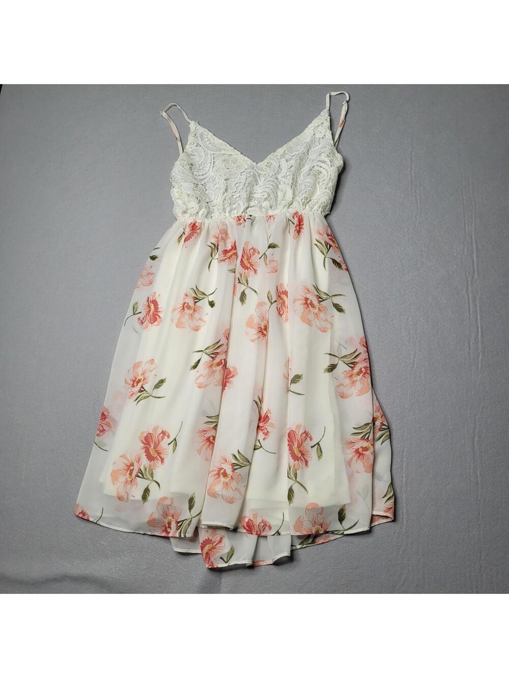 IJOAH Women Size S/M Floral Sun Dress Skirt Lined Elastic Waist Flowy